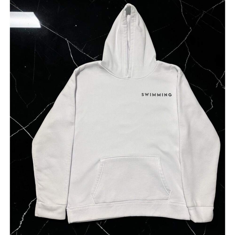 Mac Miller Swimming Graphic Hoodie Size M White Pullover Hip Hop Music Merch